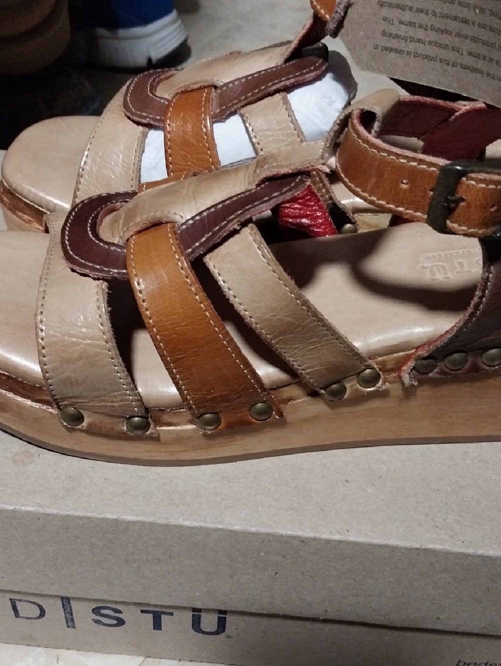 Bed Stu Tan, Brown & Camel Leather Platform Sandals - Picture 8 of 10